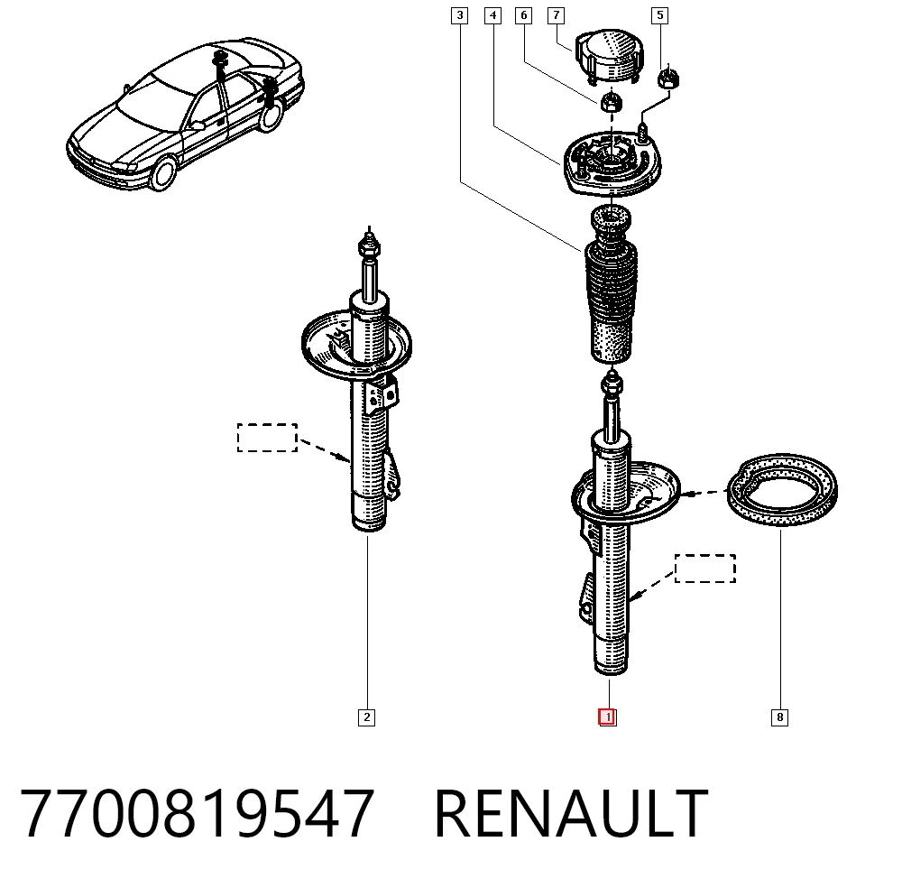  Амортизатор задний Renault Safrane 1