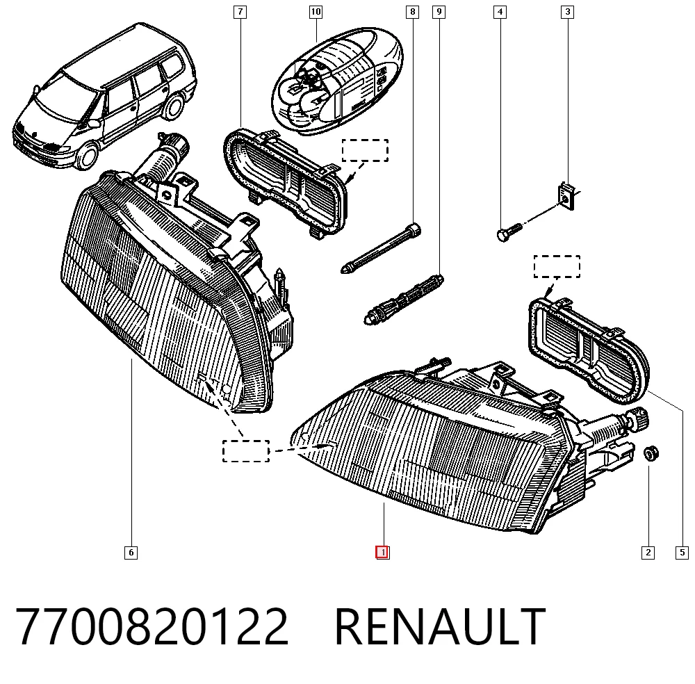 Фара левая Renault Espace III минивэн (JE) (1997 - 2003) цена, от 22.60 USD