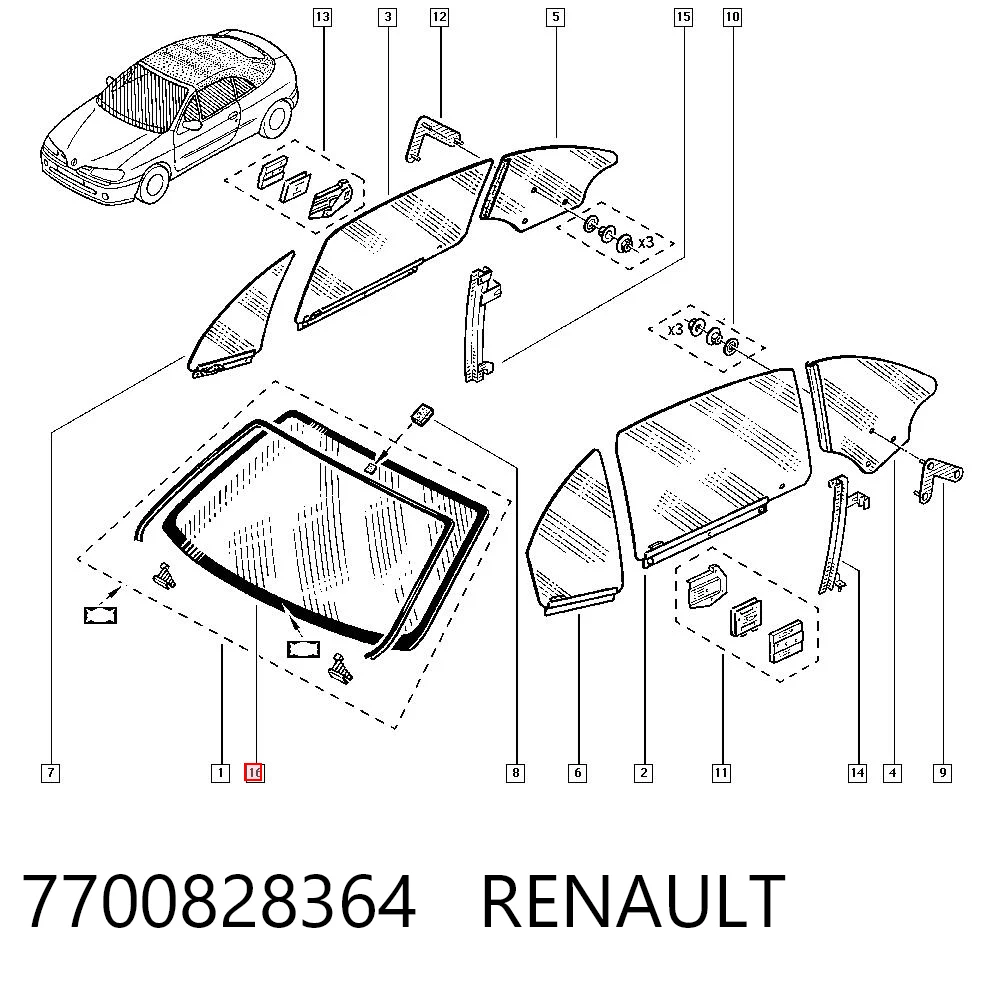 Стекло лобовое Renault Megane 1 EA0, EA1