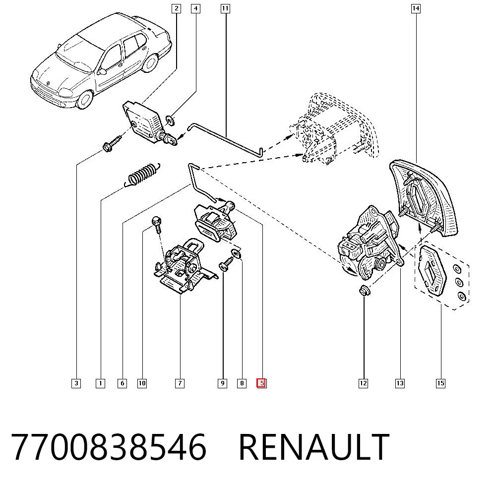 7700838546 Renault (RVI) Замок пятой двери