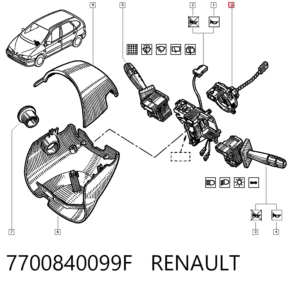 Кольцо подушки безопасности на Renault Megane SCENIC JA0, JA1