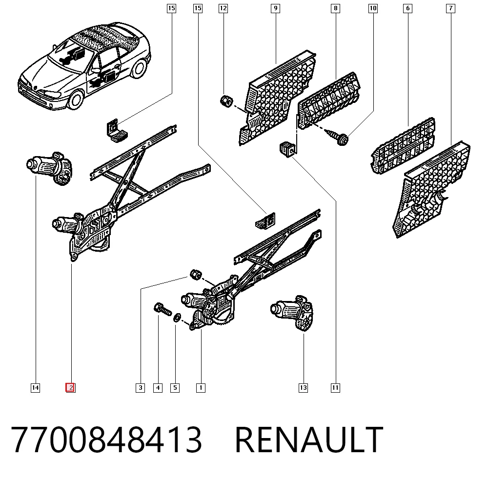 Стеклоподъемник передней правой двери Renault Megane I кабриолет (EA0, EA1) (1996 - 2003) цена, от 87.94 USD