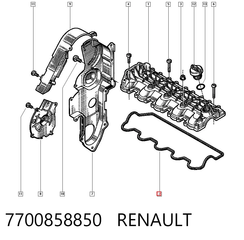 Прокладка крышки клапана на Renault Laguna I B56, 556
