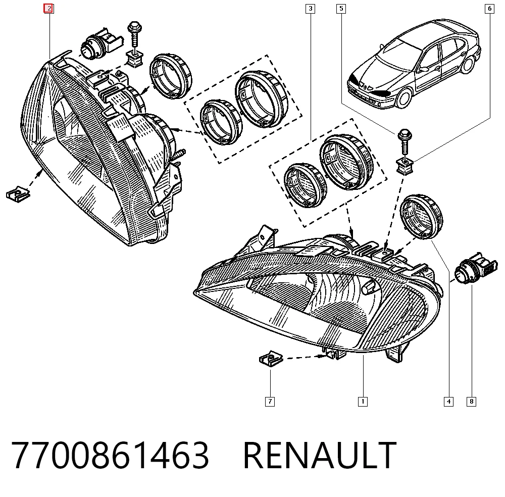  Правая фара Renault Megane 1