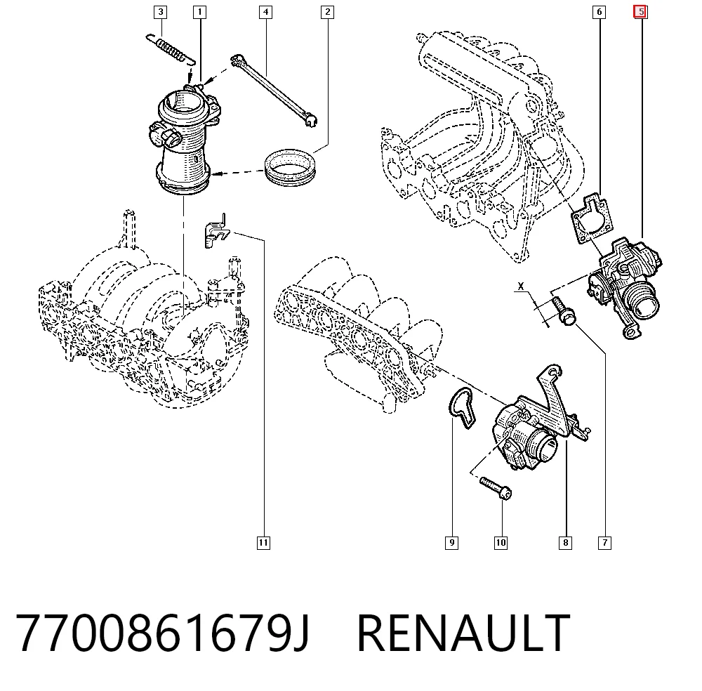 Дроссельная заслонка в сборе Renault Megane SCENIC минивэн (JA0, JA1) (1996 - 2001) цена, от 12.67 USD