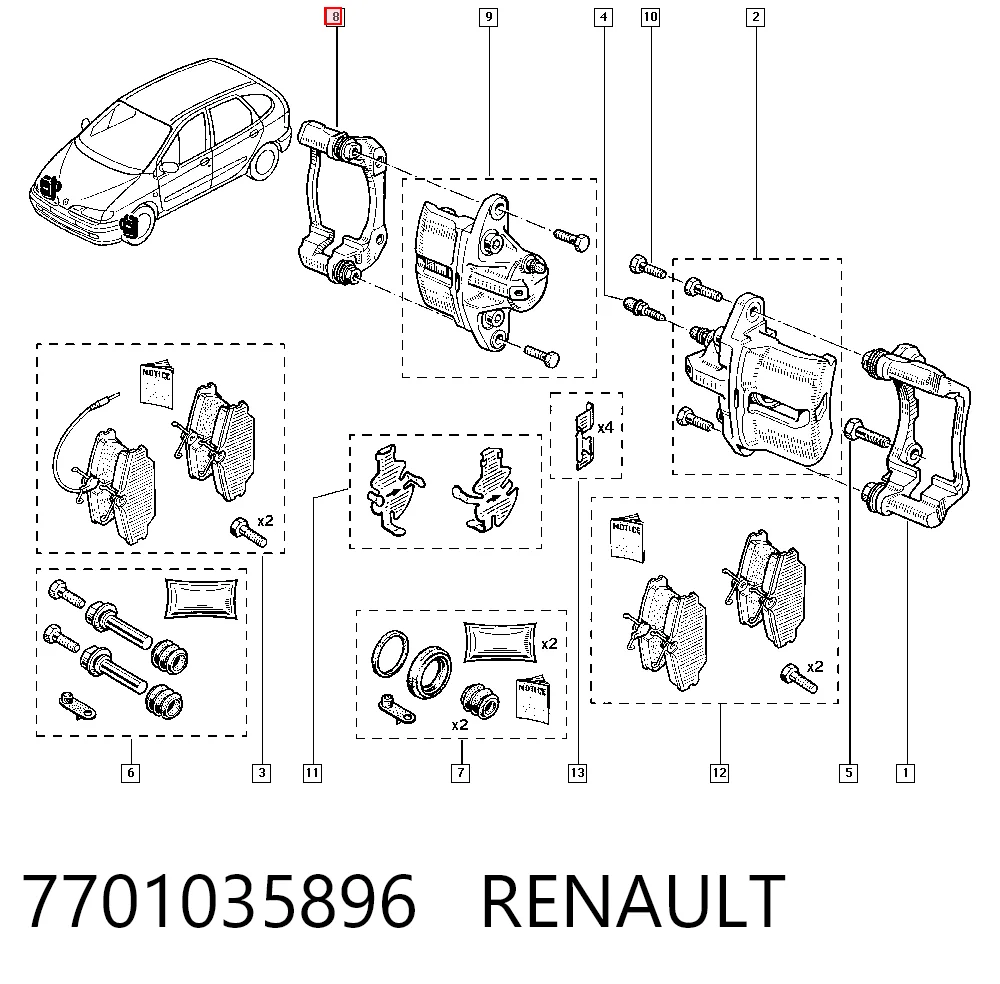 Скоба суппорта переднего на Renault Laguna I B56, 556