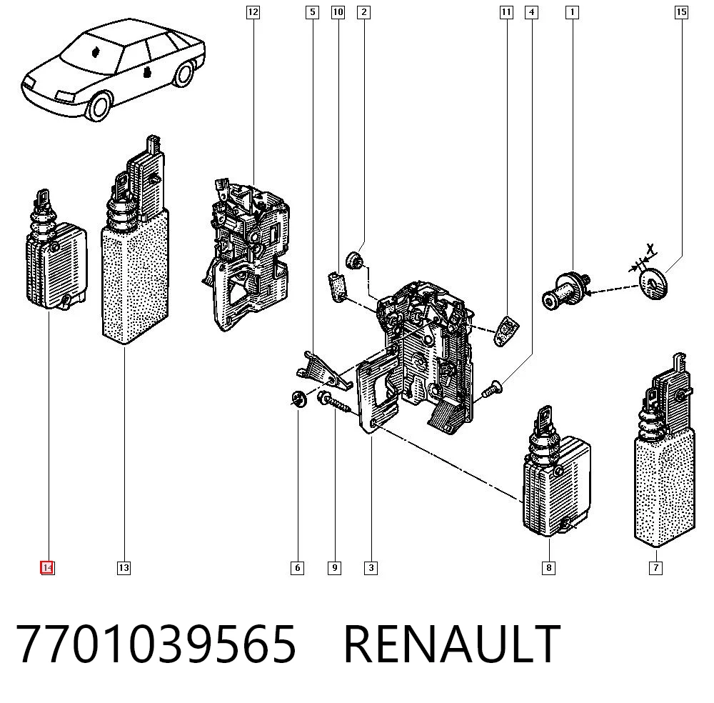 7701039565 Renault (RVI) Мотор замка двери