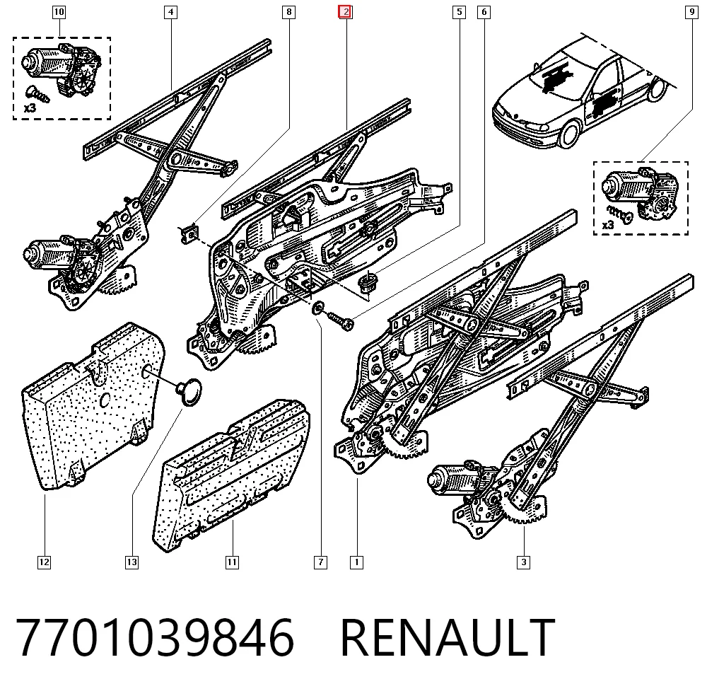  Стеклоподъемник передней правой двери Renault Laguna 1