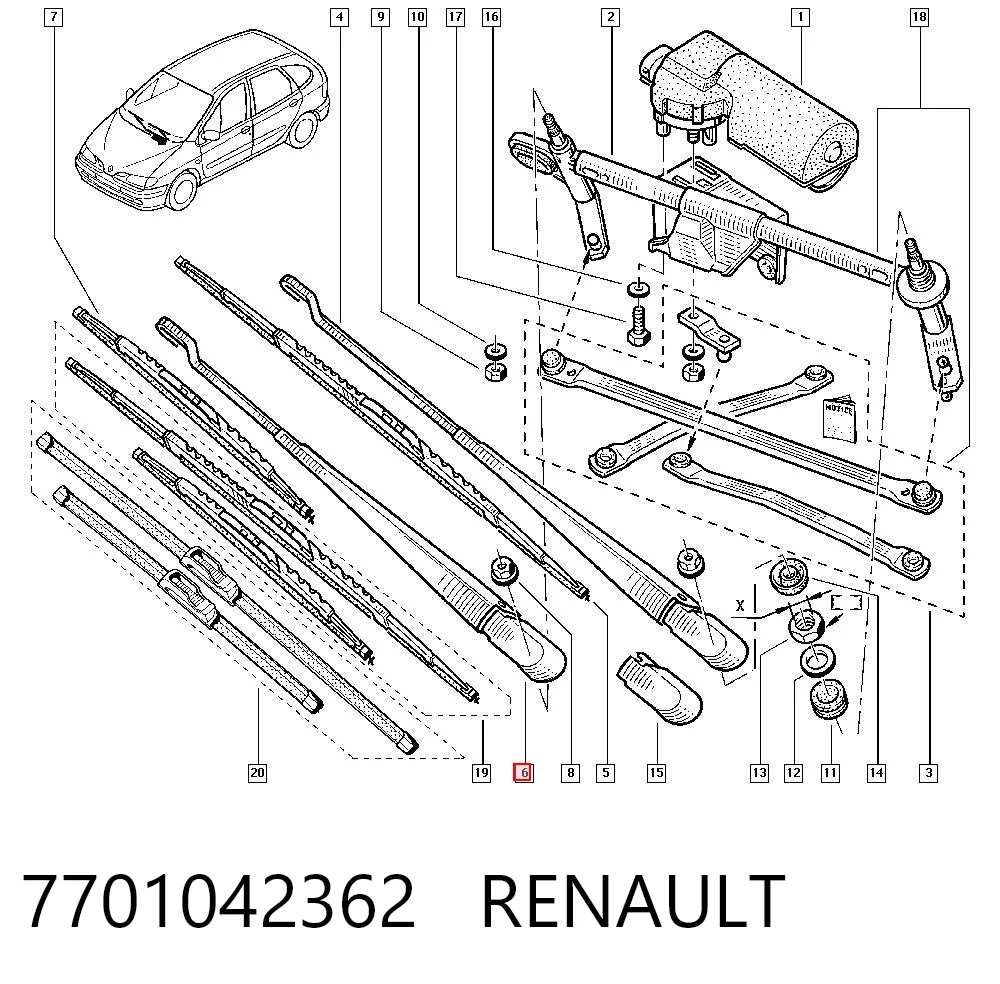 Поводок дворника на Renault Megane SCENIC JA0, JA1