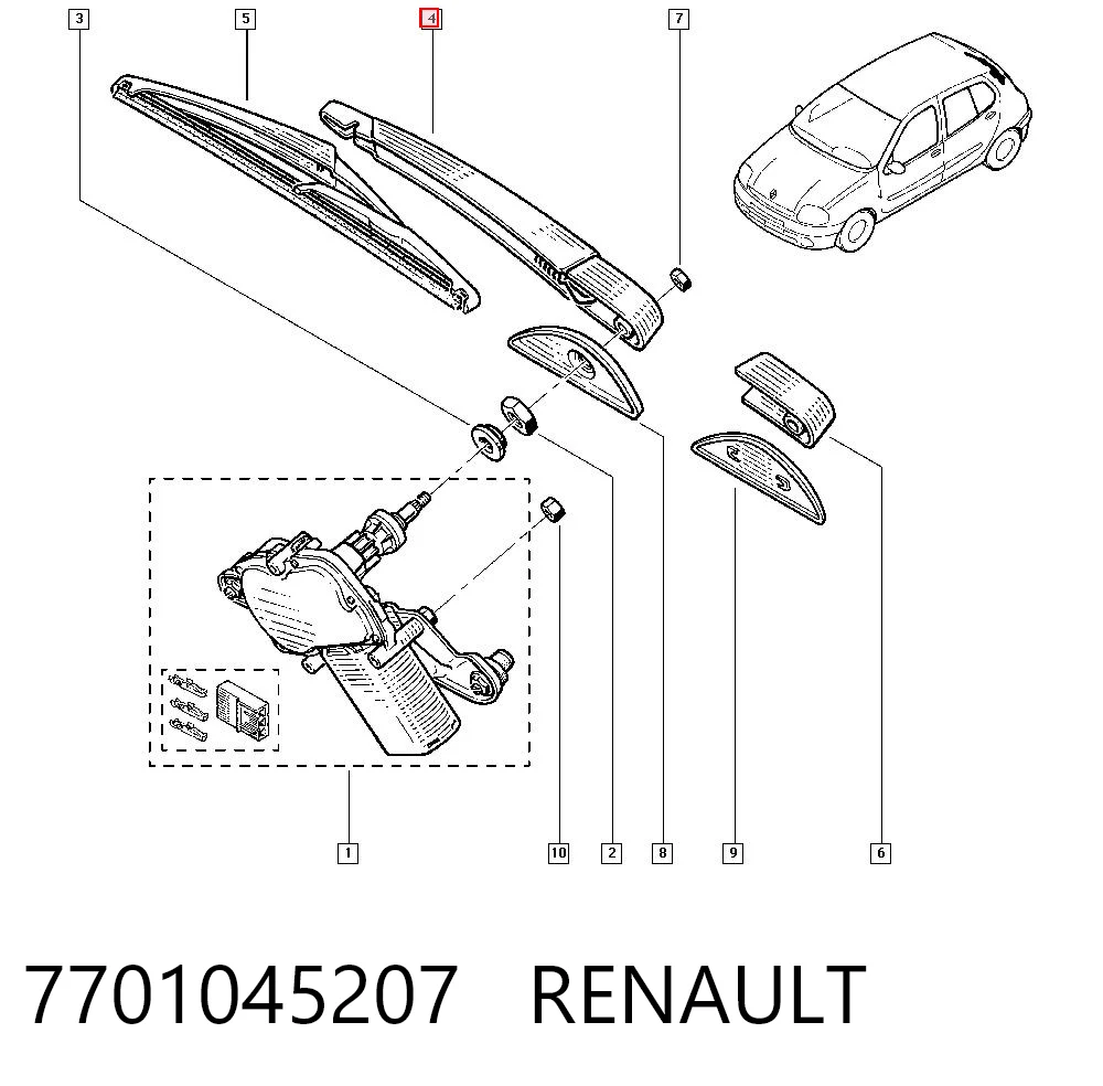 7701045207 Renault (RVI) Рычаг-поводок дворника заднего стекла