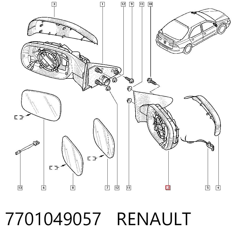  Правое зеркало Renault Laguna 2