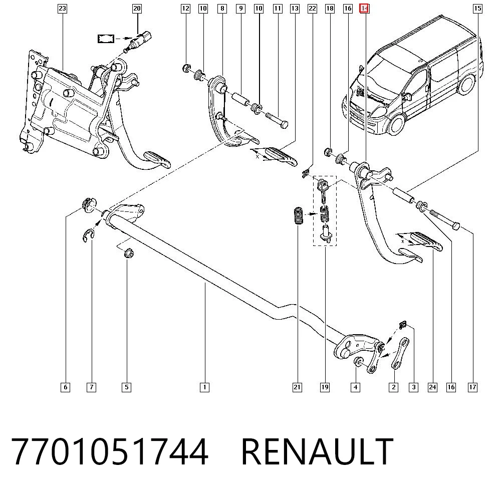Купить 4654000QAD Renault (RVI) Педаль сцепления