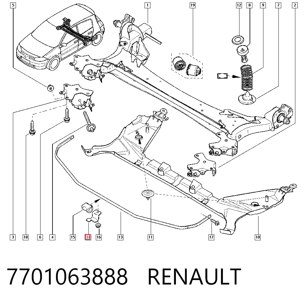 Прокладка стабильзатора заднего на Renault Scenic II JM0, JM1