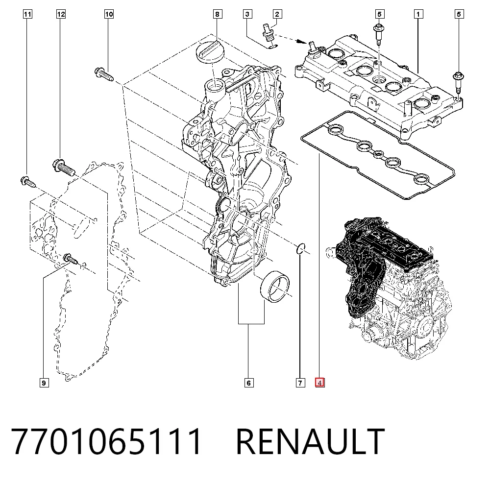 Прокладка крышки клапана на Renault Megane IV K9A, K9M, K9N