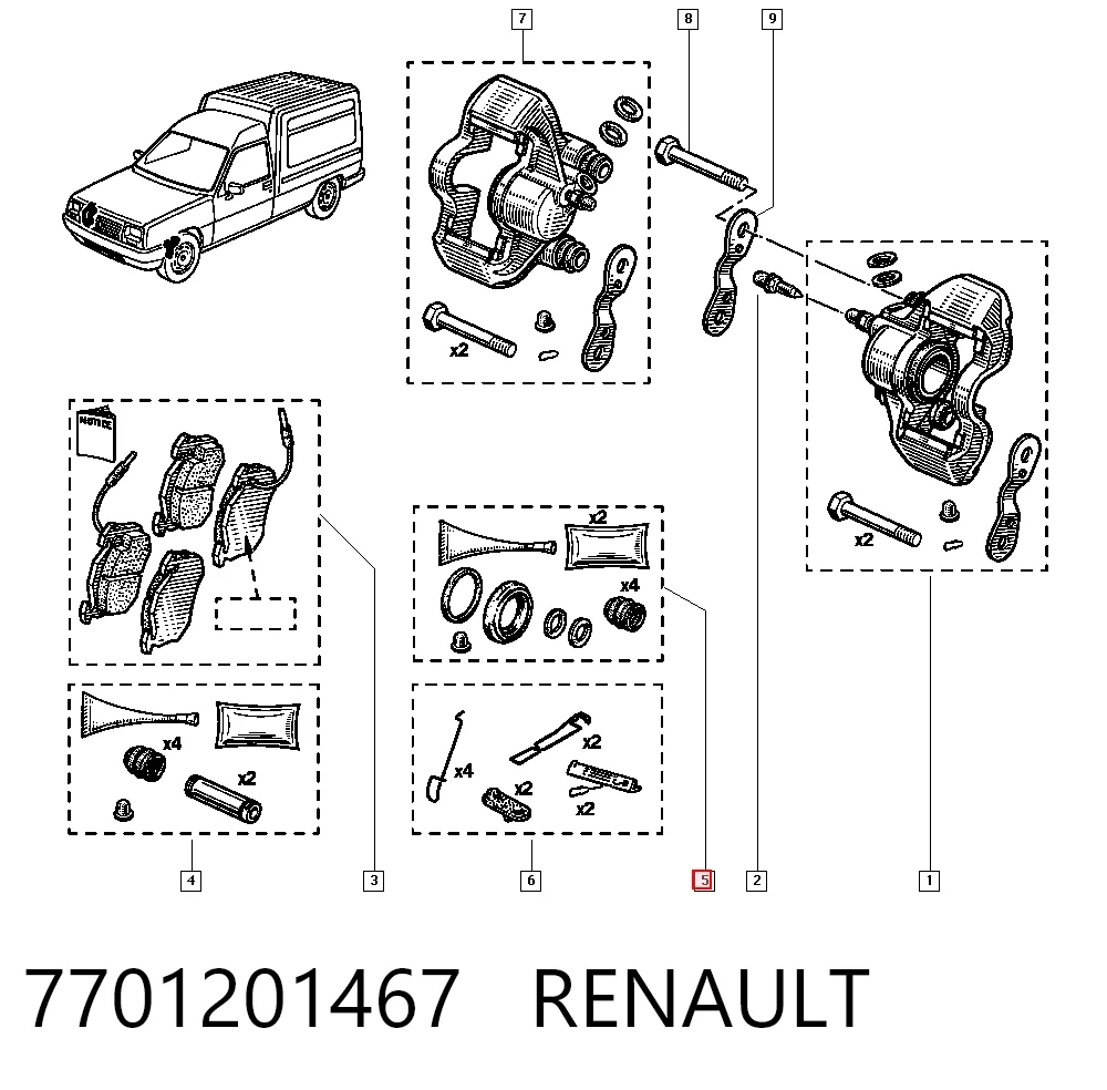 Ремкомплект тормозной системы Renault 19 II хэтчбек (B53, C53) (1992 - 1995) цена, от 3.66 USD