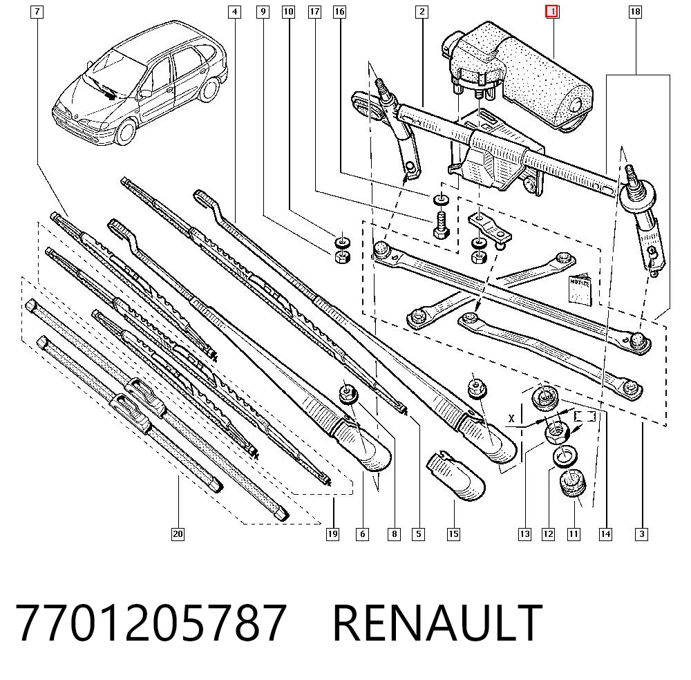 Мотор трапеции стеклоочистителя Renault Megane SCENIC минивэн (JA0, JA1) (1996 - 2001) цена, от 16.91 USD