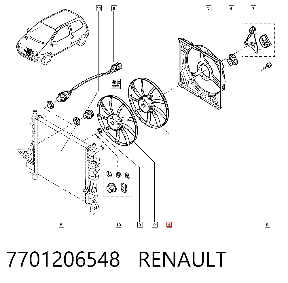 Вентилятор радиатора на Renault Twingo I C06