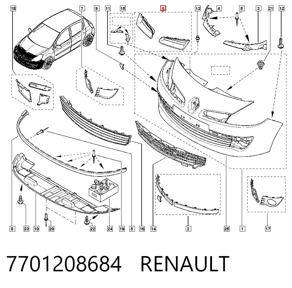 7701208684 Renault (RVI) Решетка радиатора