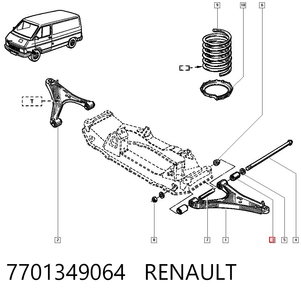  Сайлентблок переднего рычага Renault Trafic 1