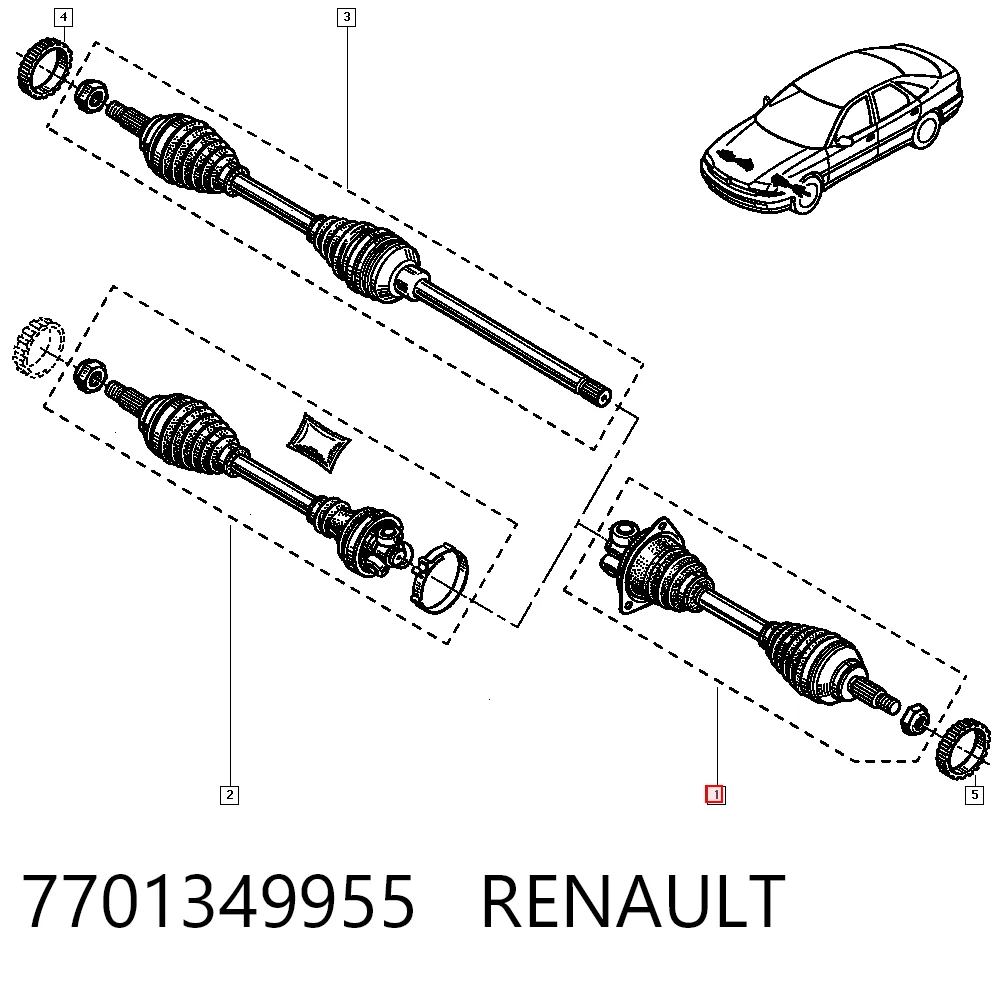 Полуось передняя левая на Renault Safrane I B54