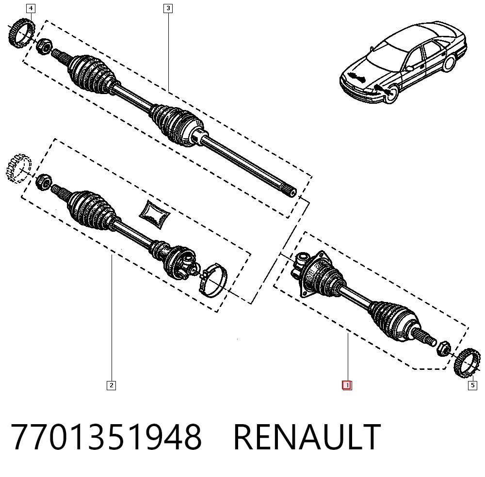 Привод передний левый Renault Safrane I хэтчбек (B54) (1992 - 1996) цена, от 107.71 USD
