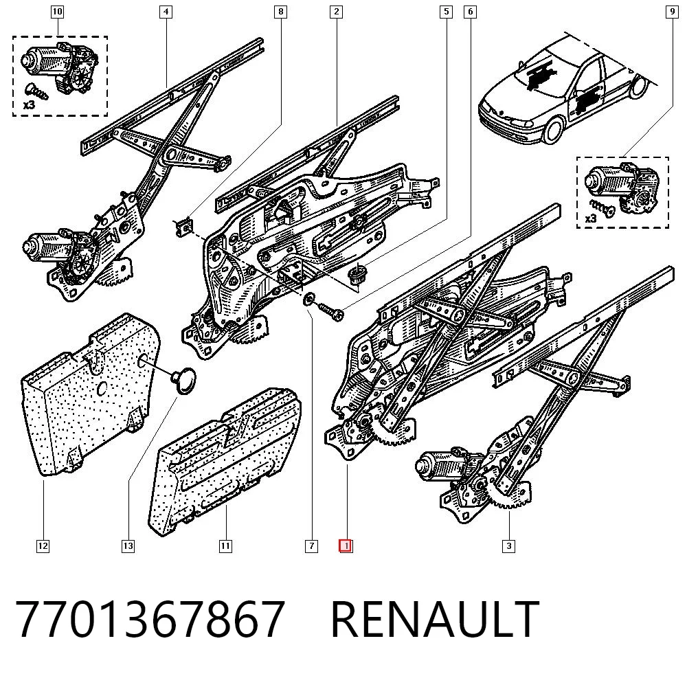 Стеклоподъемник передней левой двери Renault Laguna 1