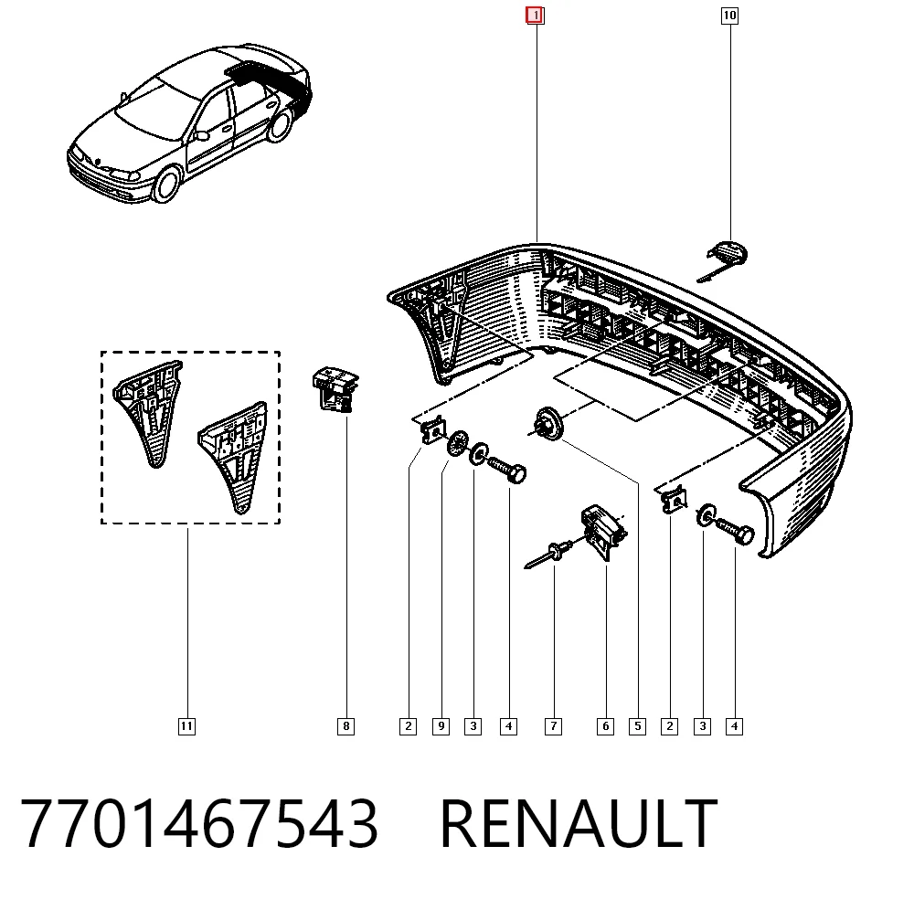 Задний бампер на Renault Laguna I B56, 556