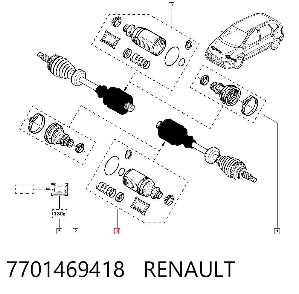 Пыльник шарнира угловых скоростей внутренний передний Renault Scenic I минивэн (JA0, JA1, FA0) (1999 - 2003) цена, от 9.41 USD