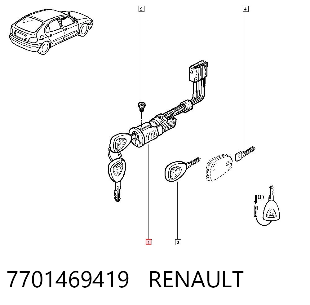 7701469419 Renault (RVI) Личинки замков, комплект