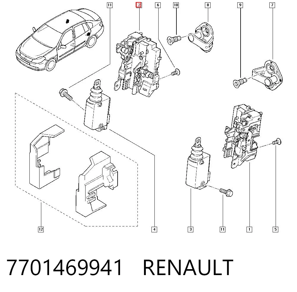  Замок двери задней правой Renault Megane 