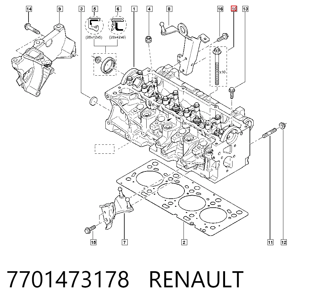 Болт головки блока цилиндров, ГБЦ Renault Kangoo I минивэн (KC0, KC1) (1998 - 2008) цена, от 27.60 USD