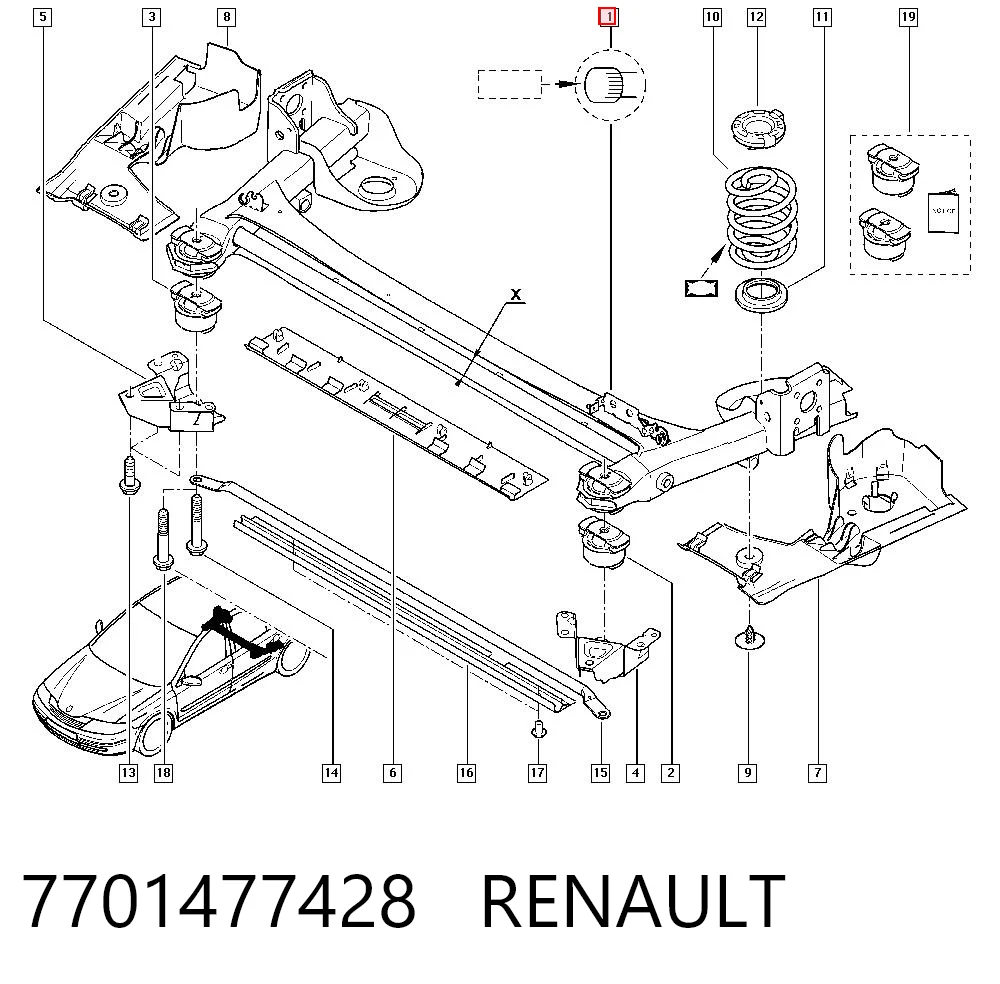 Подрамник задней подвески на Renault Laguna II BG0, BG1