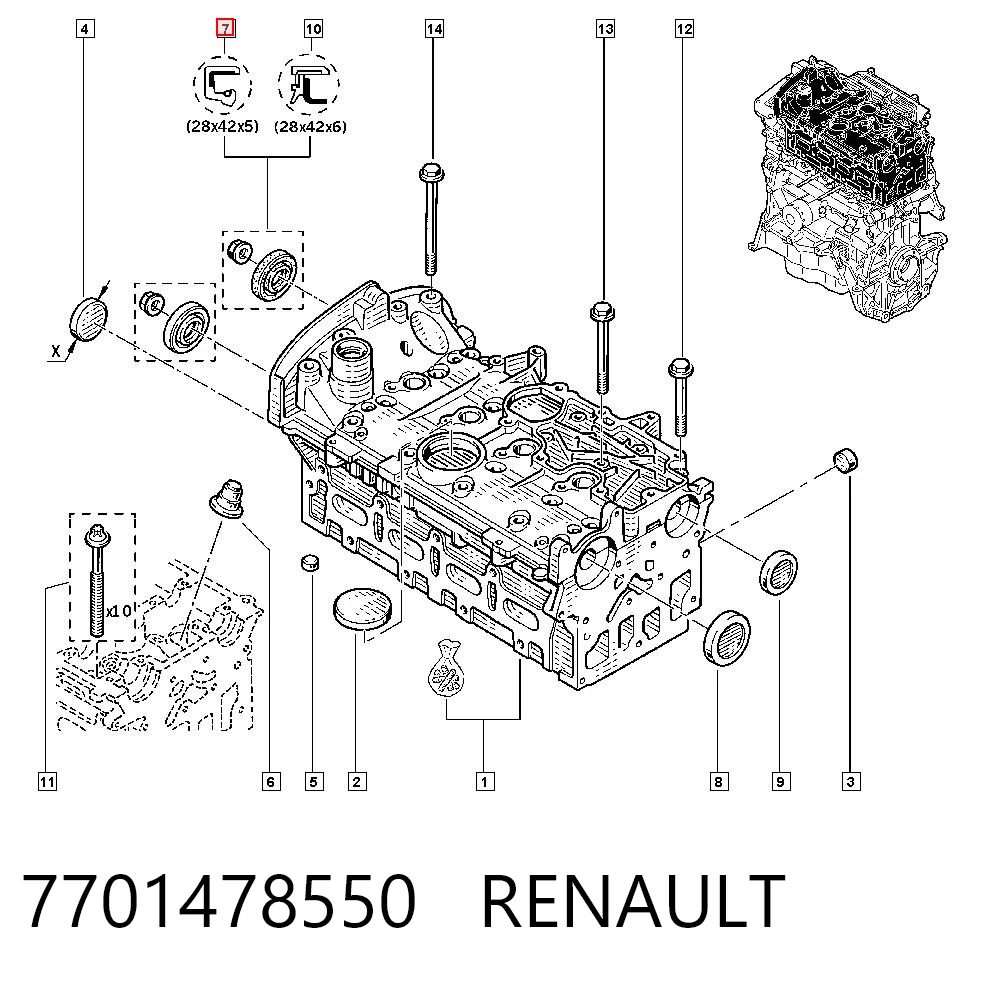 Сальник распредвала 7701478550 Lada