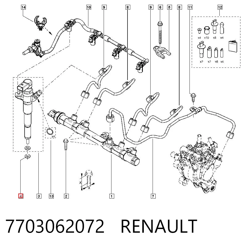 7703062072 Renault (RVI) Кольцо форсунки инжектора посадочное