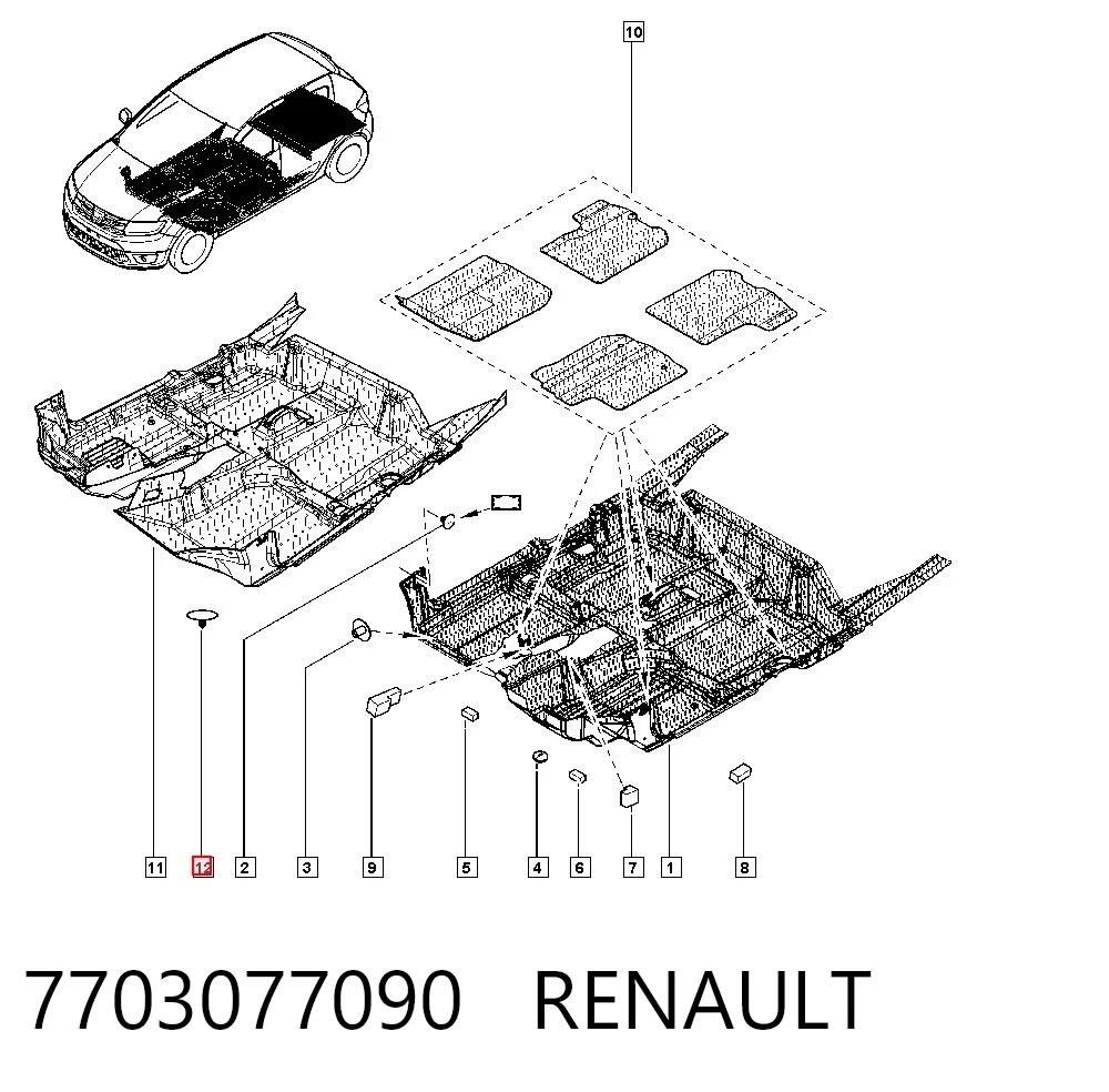 7703077090 Renault (RVI) Пистон (клип) крепления обшивки крышки багажника