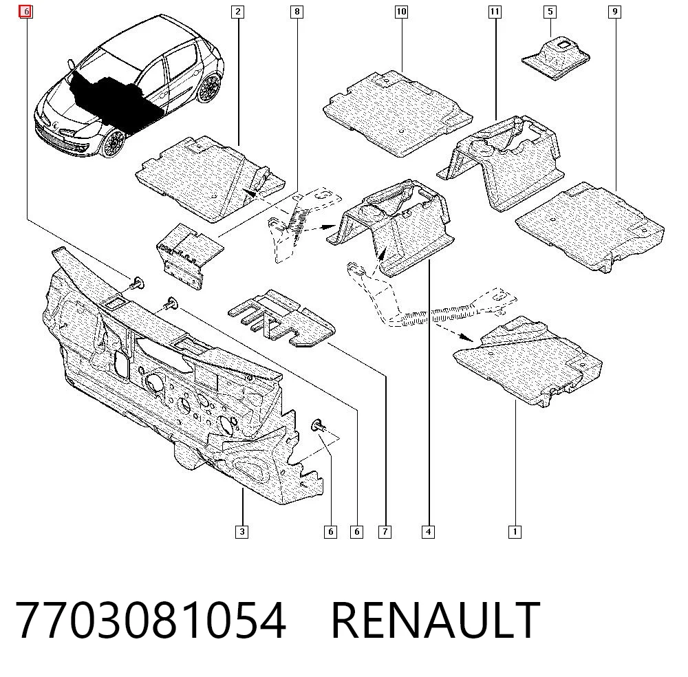 7703081054 Renault (RVI) Клип крепления подкрылка переднего крыла