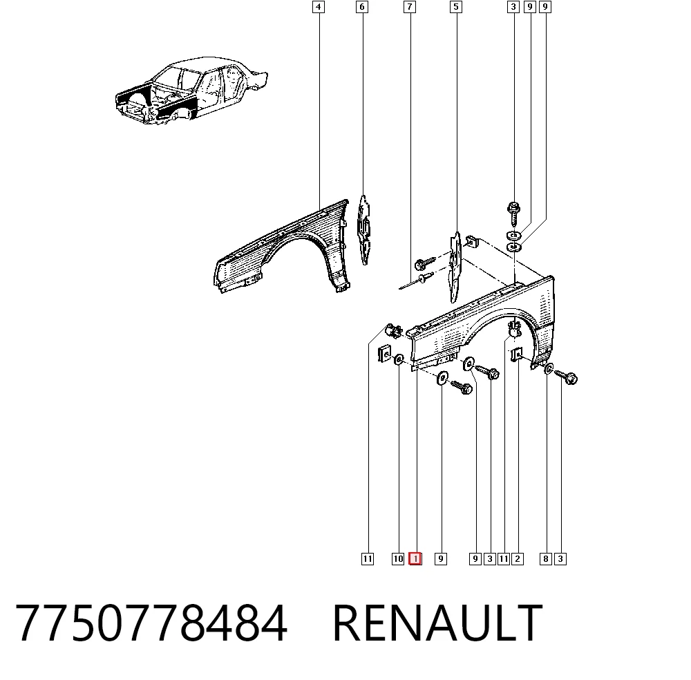 Переднее левое крыло на Renault 25  B29