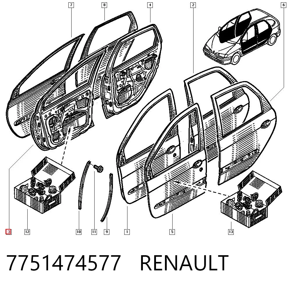 Дверь передняя правая на Renault Scenic I JA0, JA1, FA0