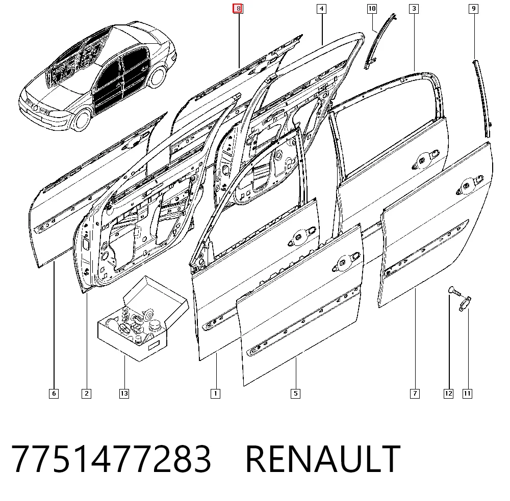 Дверь задняя, правая на Renault Megane II LM0, LM1