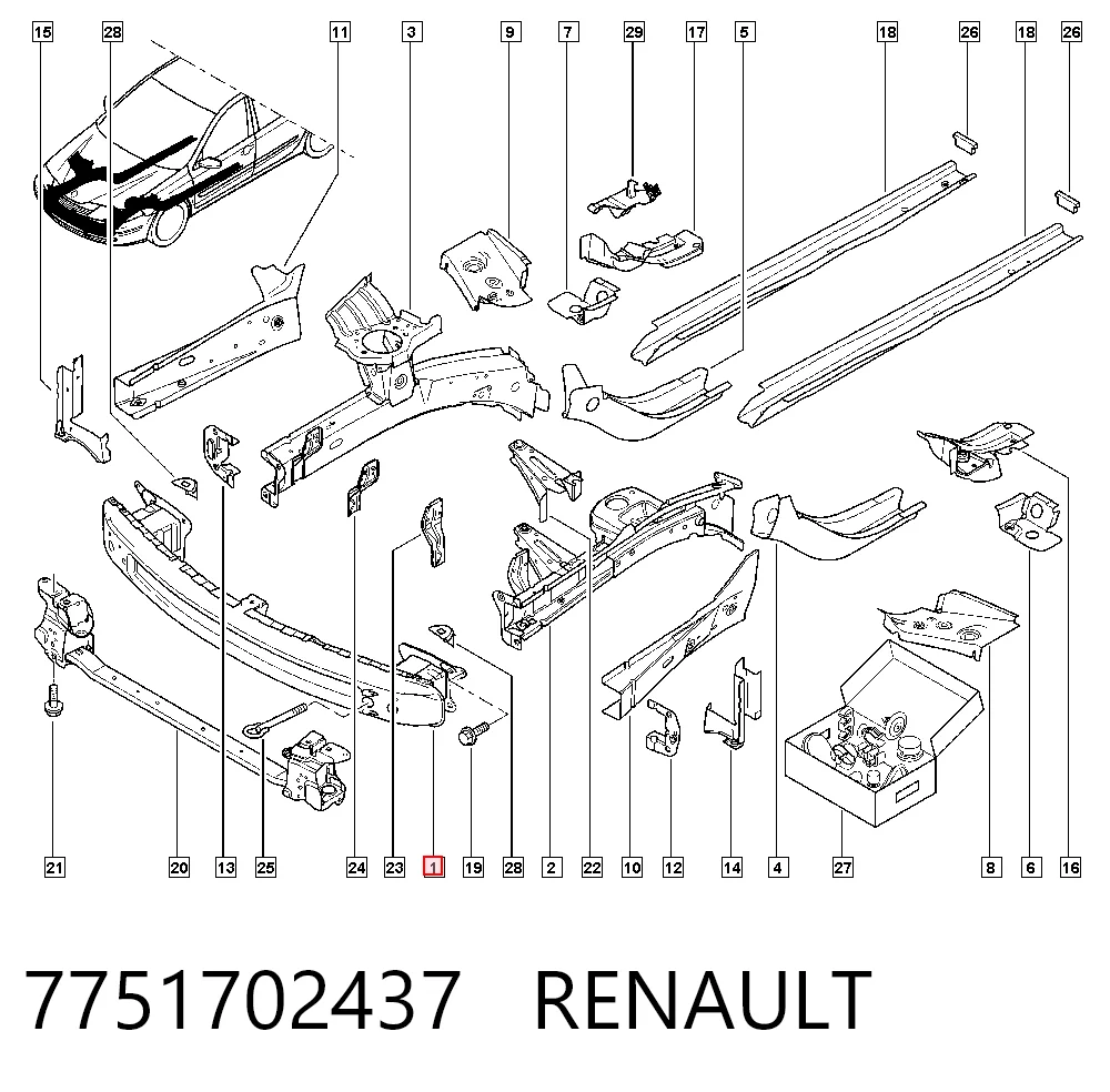 Шина бампера переднего Renault Laguna II хэтчбек (BG0, BG1) (2001 - 2007) цена, от 21.30 USD