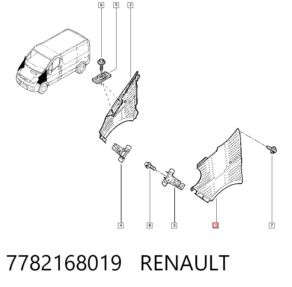 Крыло переднее левое Renault Trafic II фургон (FL) (2001 - 2014) цена, от 33.90 USD