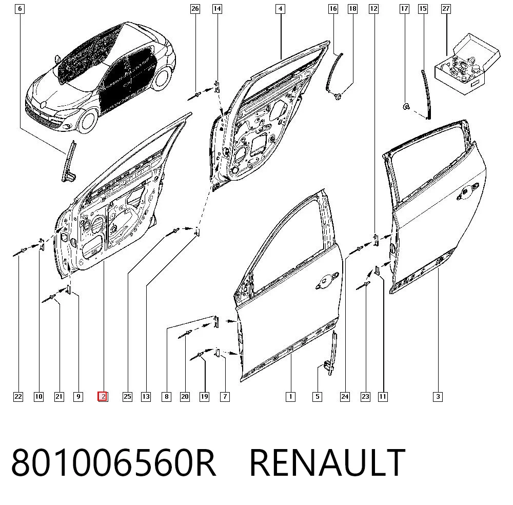 Дверь передняя правая на Renault Megane III KZ0, KZ1