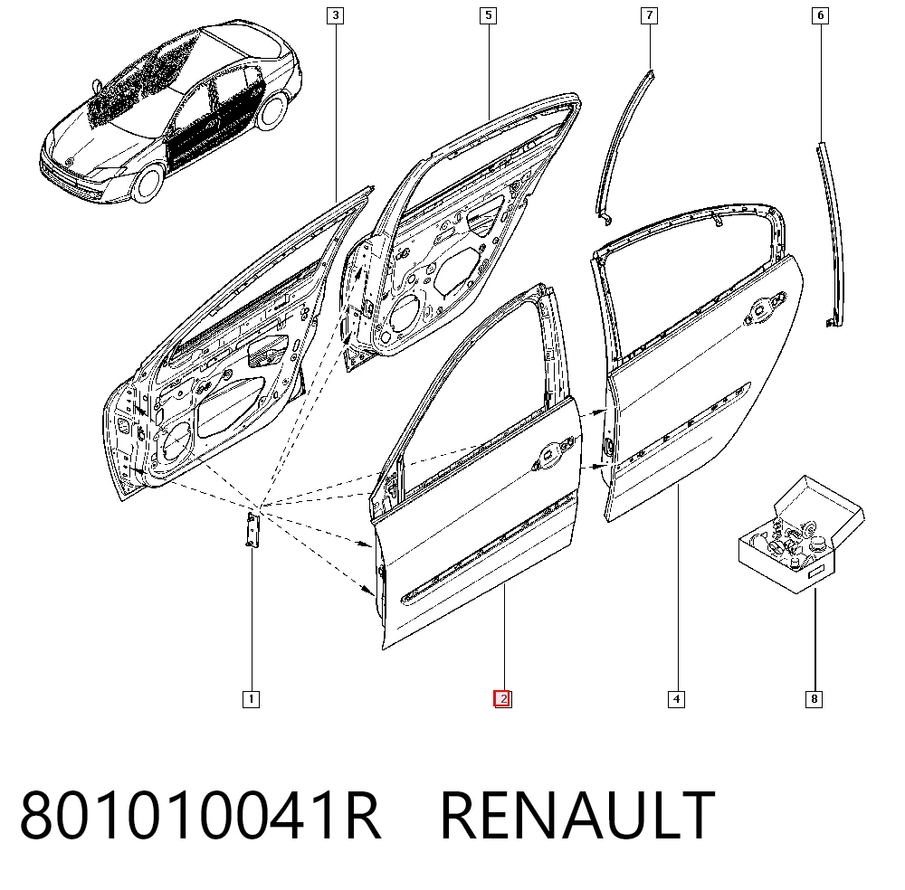 Водительская дверь на Renault Laguna III BT0, BT1
