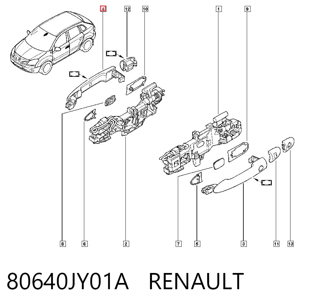 80640JY01A Renault (RVI) Ручка передней двери, наружная