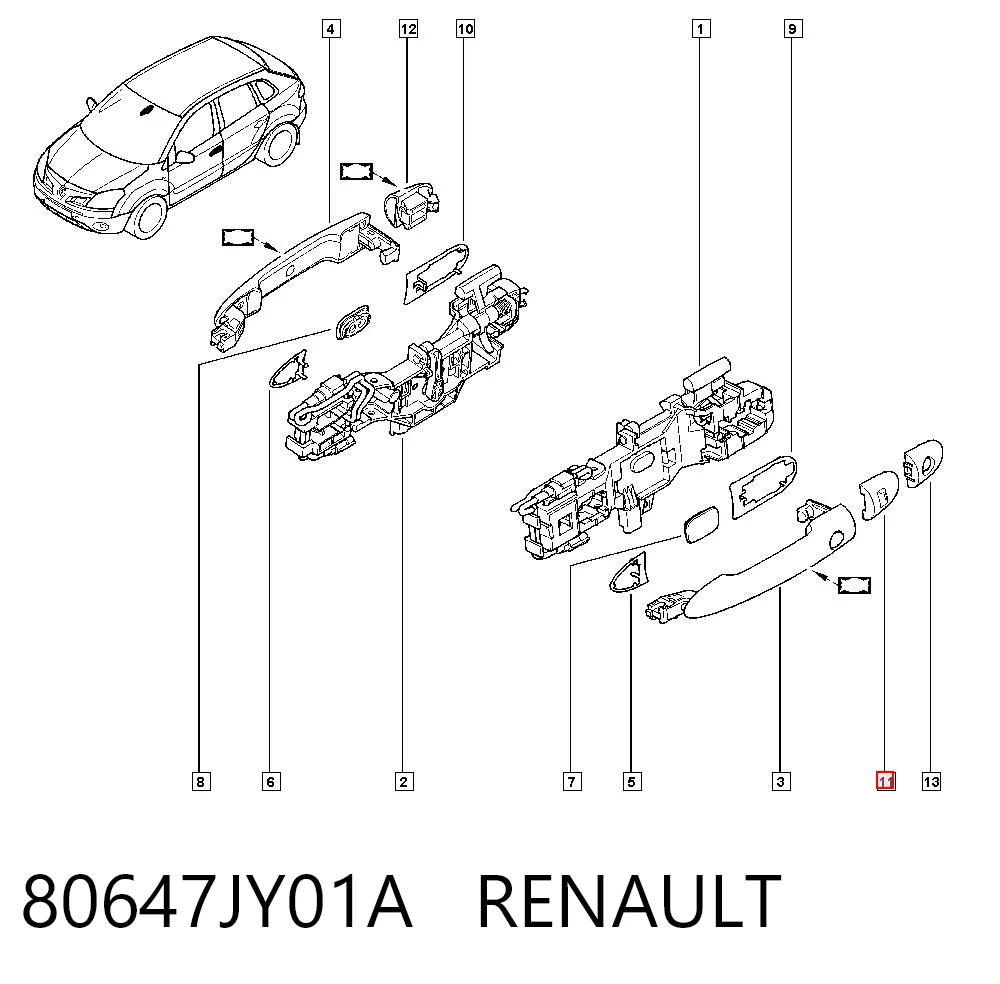 80647JY01A Renault (RVI) Накладка личинки замка двери