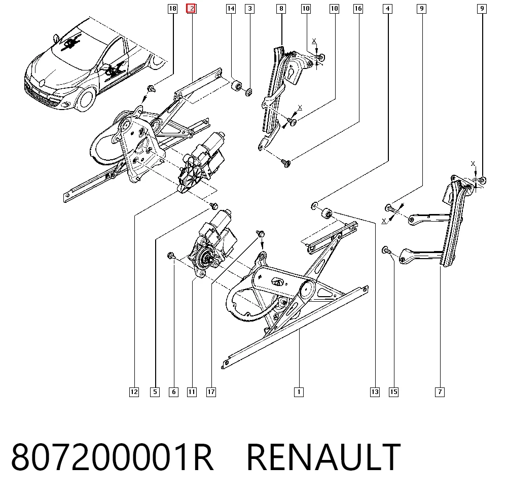  Стеклоподъемник передней правой двери Renault Megane 2