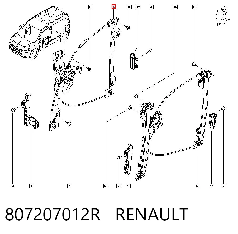 Стеклоподъемник передней правой двери Renault Kangoo I минивэн (KC0, KC1) (1998 - 2008) цена, от 45.07 USD