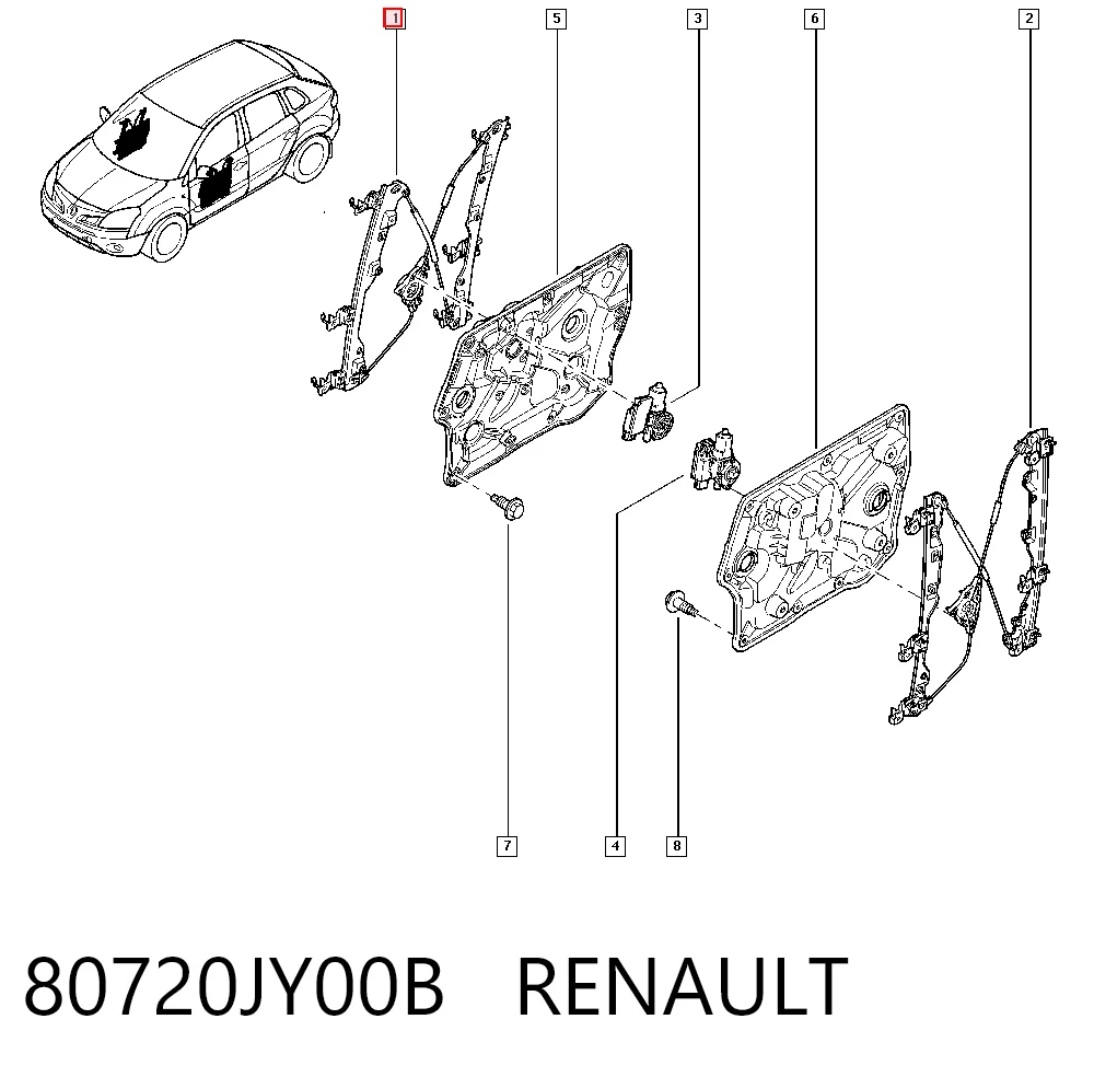  Стеклоподъемник передней правой двери Renault Koleos 