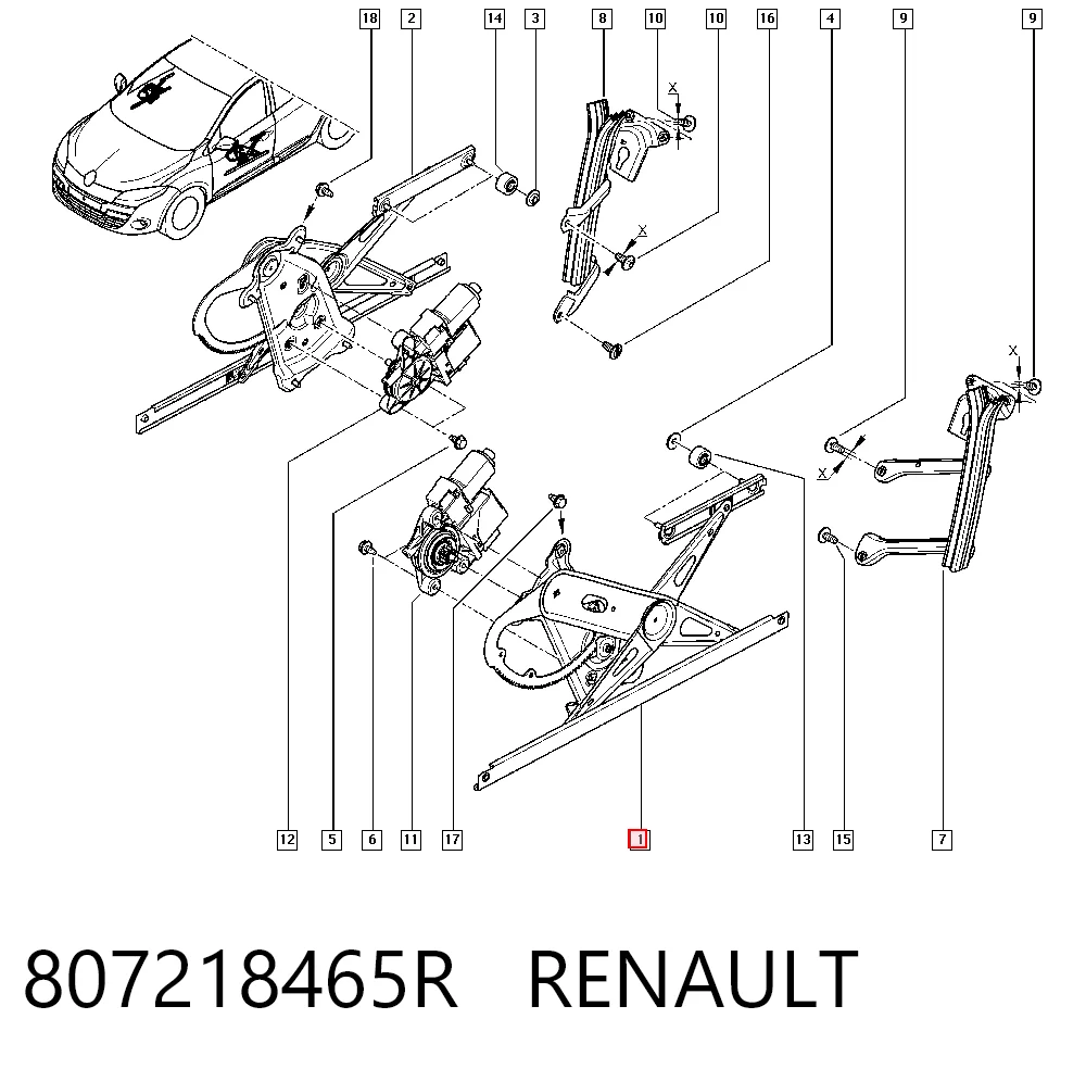 Механизм стеклоподъемника передней левой двери на Renault Megane III DZ0, DZ1