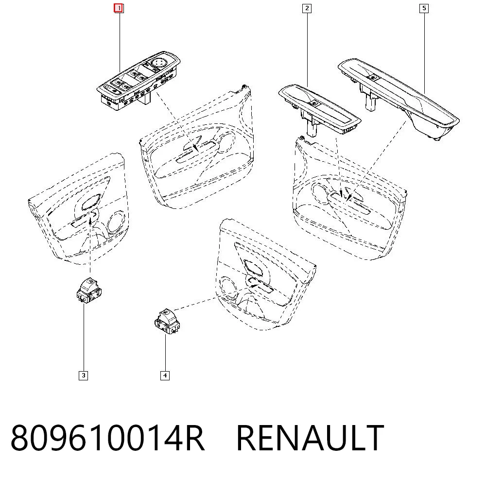 809610014R Renault (RVI) Кнопки переднего левого стекло подъёмника